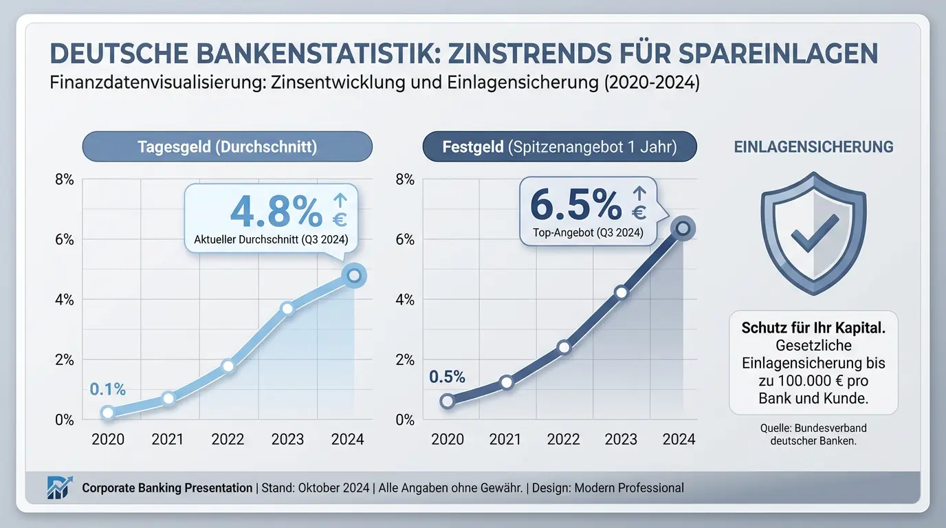 Marktentwicklung und Zinssätze für Sparguthaben in Deutschland - Infografik